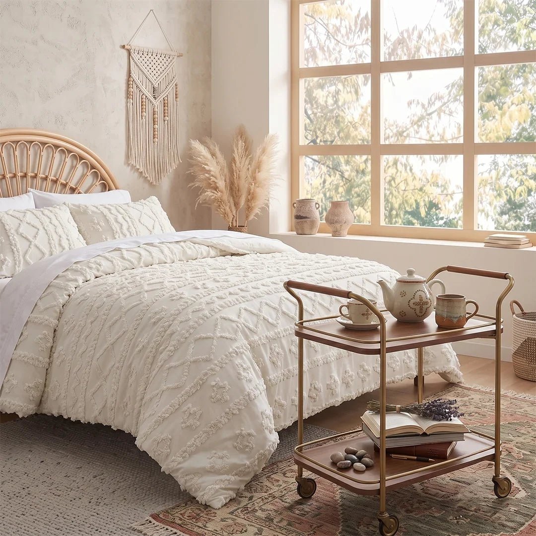 Deluxe Boho Tufted Comforter - Soft, Cozy King Bedding Set 7