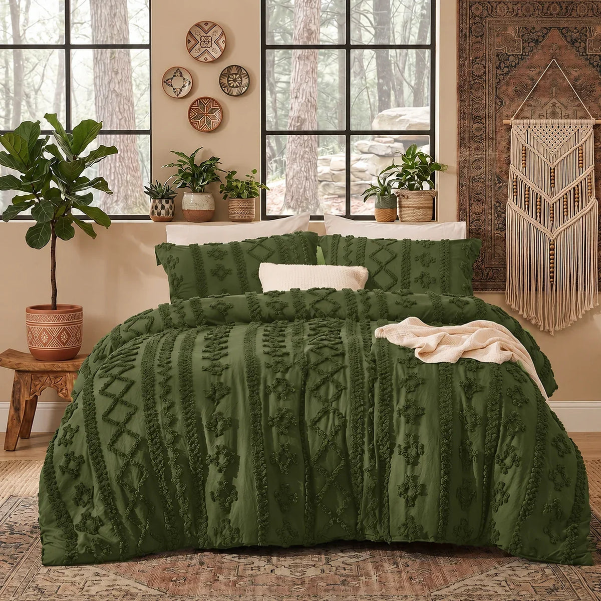 Deluxe Boho Tufted Comforter - Soft, Cozy King Bedding Set 8