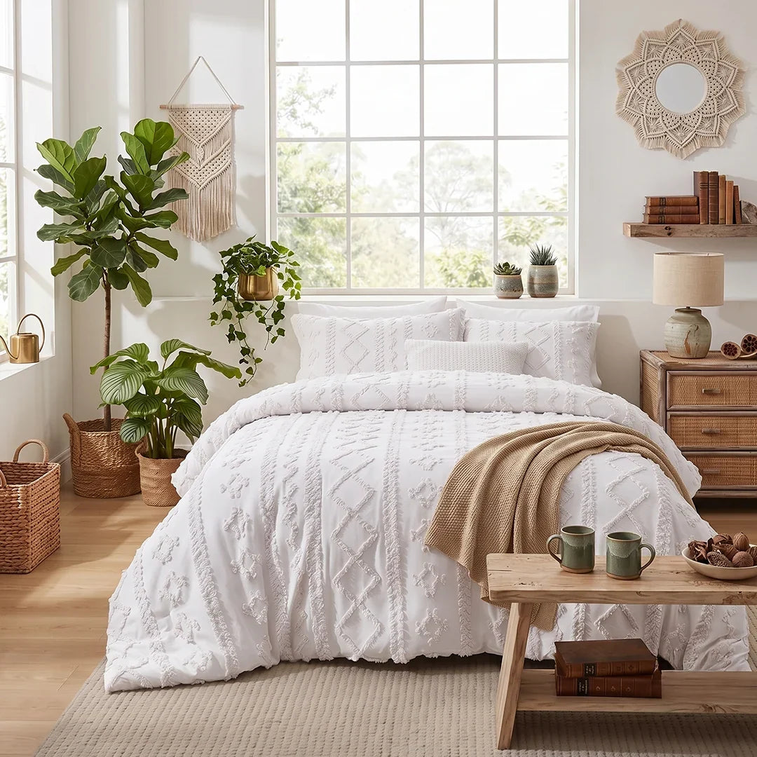 Deluxe Boho Tufted Comforter - Soft, Cozy King Bedding Set 9