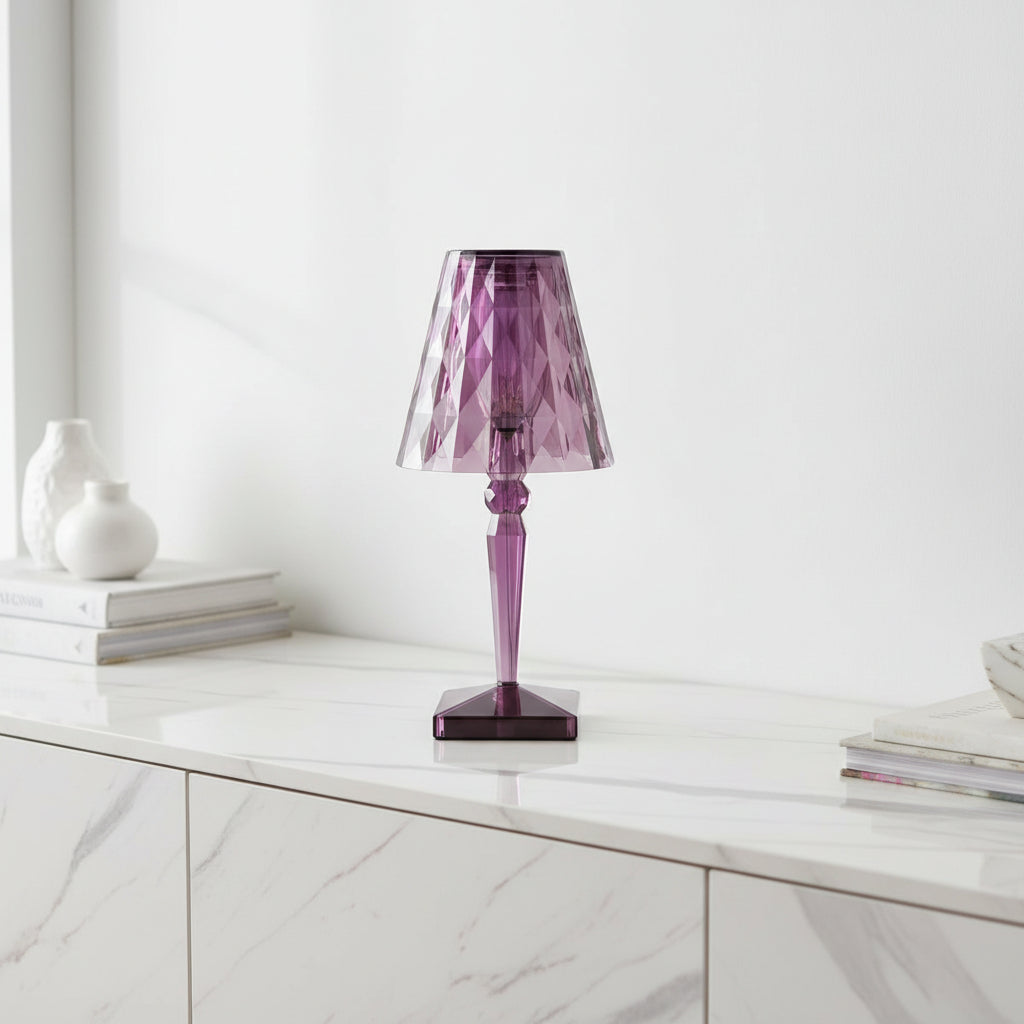 Diamond Acrylic Table Lamp - Rechargeable LED, Cordless Design 1