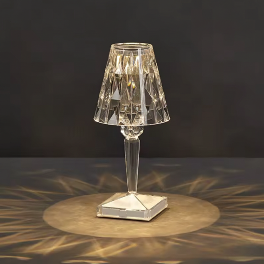 Diamond Acrylic Table Lamp - Rechargeable LED, Cordless Design 3