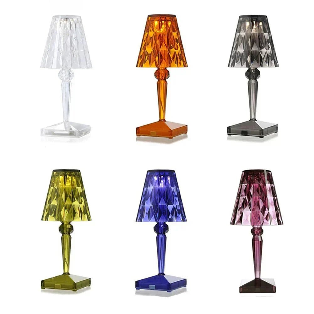 Diamond Acrylic Table Lamp - Rechargeable LED, Cordless Design 8