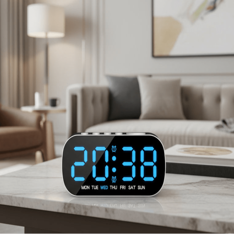 Digital LED Alarm Clock - Dual Alarms & Temperature Display 0