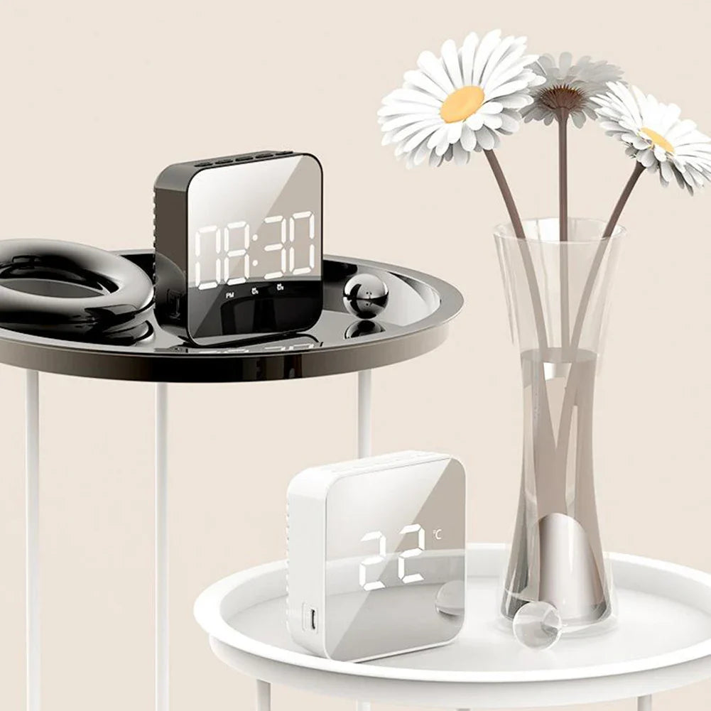 Digital LED Alarm Clock, Voice Activated Display, Temperature Display, Square Design 2