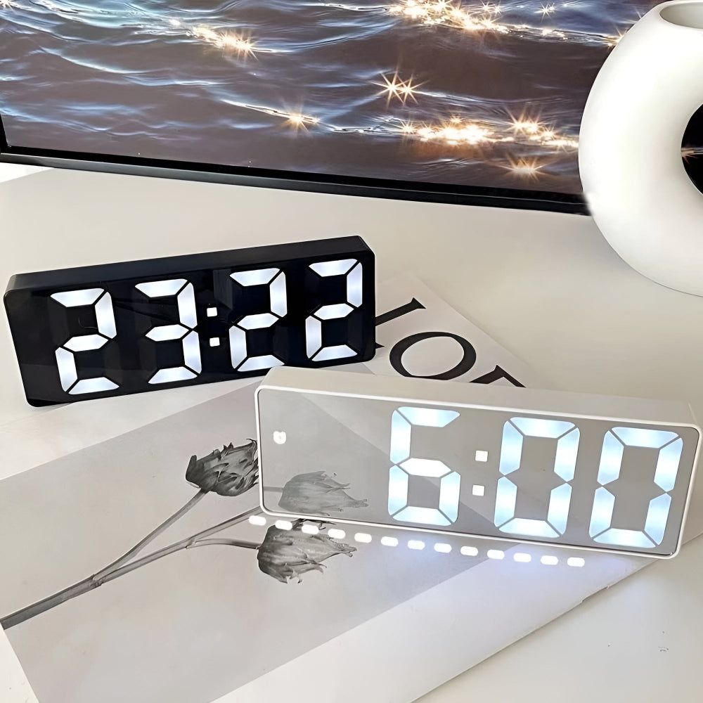 Digital LED Mirror Alarm Clock - Clear Time, Date & Temperature Display 1