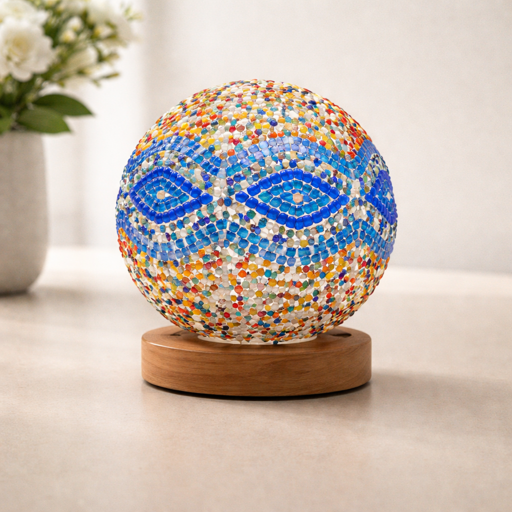 Dimmable Glass Mosaic Table Lamp - Stylish Bedroom & Living Room Lighting 