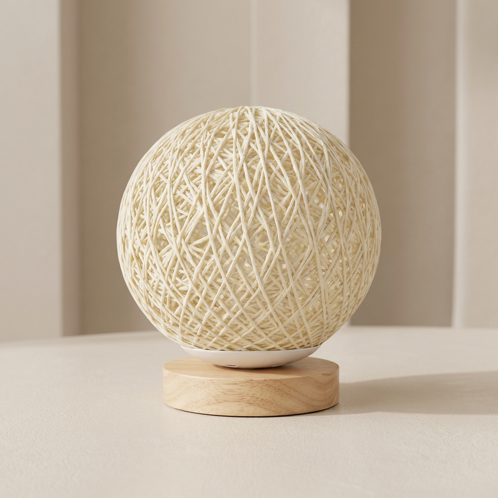 Dimmable Rattan LED Table Lamp – Handcrafted Bedside Lamp for Cozy Ambiance and Unique Texture