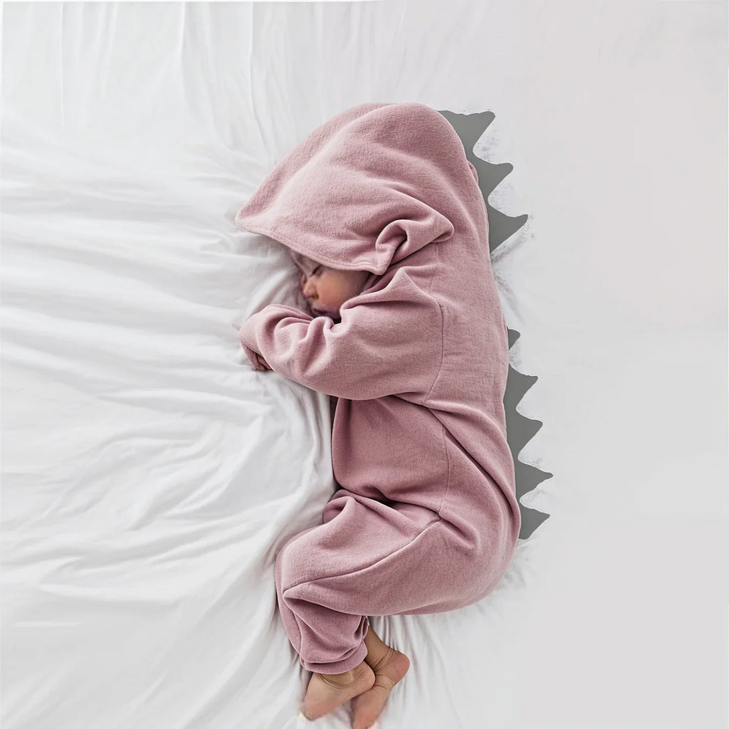 Dinosaur Baby Onesie - Soft Cotton Hooded Romper for Cozy Comfort 0
