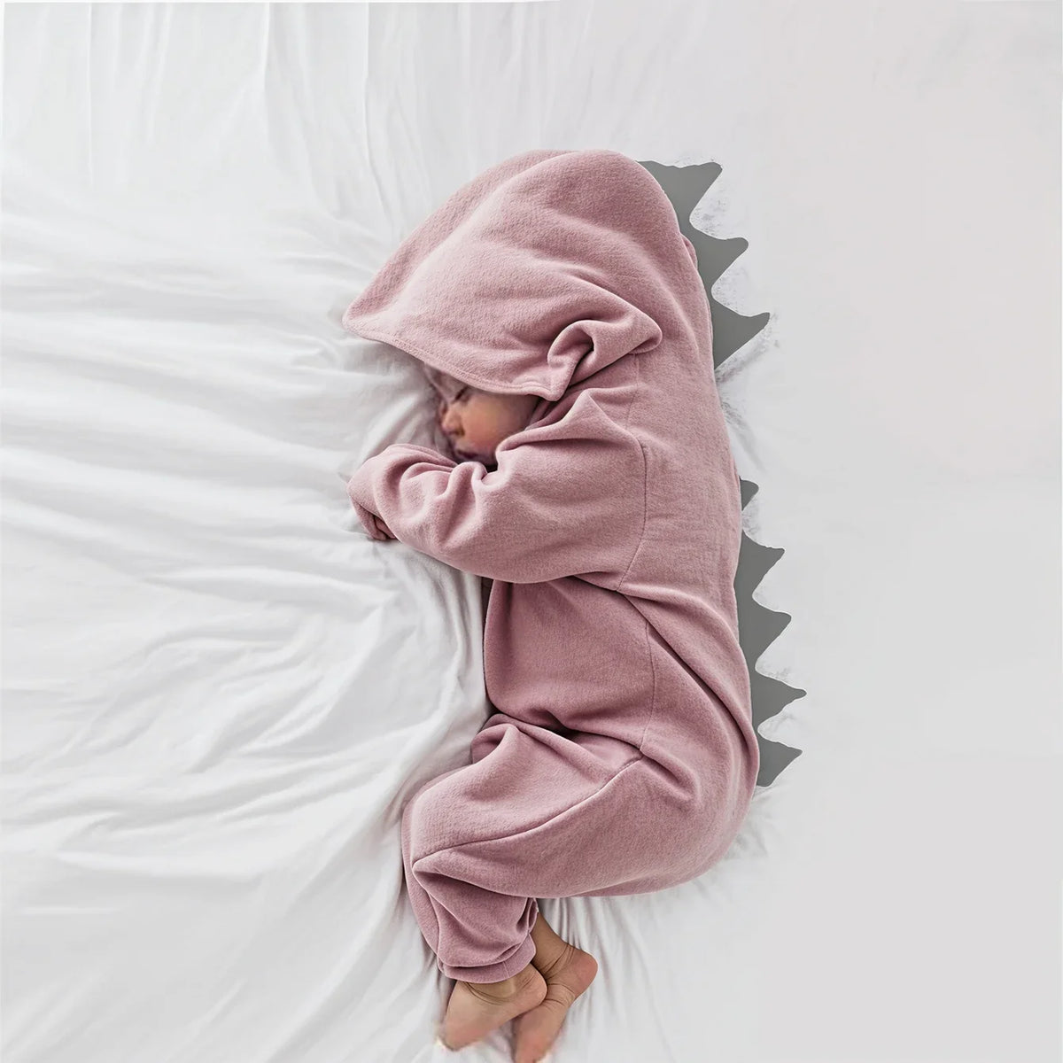 Dinosaur Baby Onesie - Soft Cotton Hooded Romper for Cozy Comfort 0