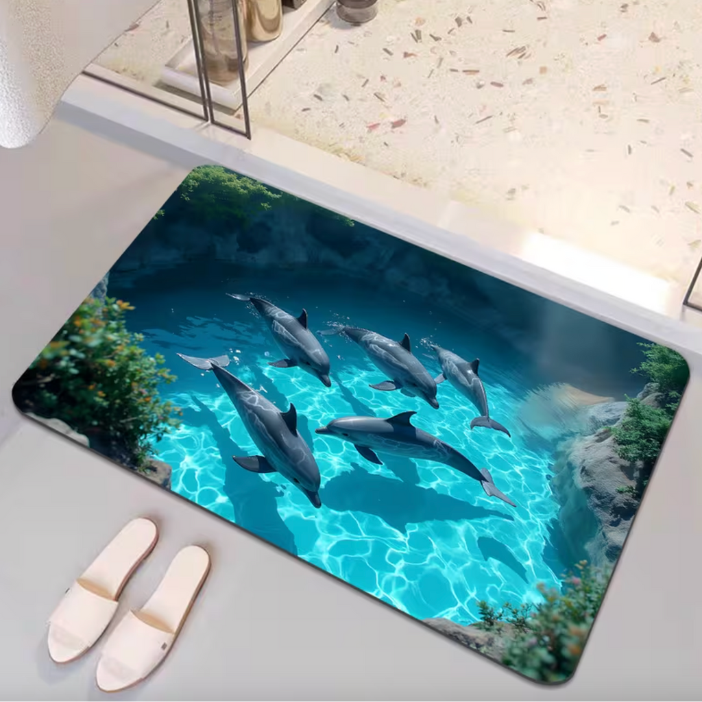 Dolphin Bath Mat - Soft, Absorbent, Non-Slip Bathroom Rug 2