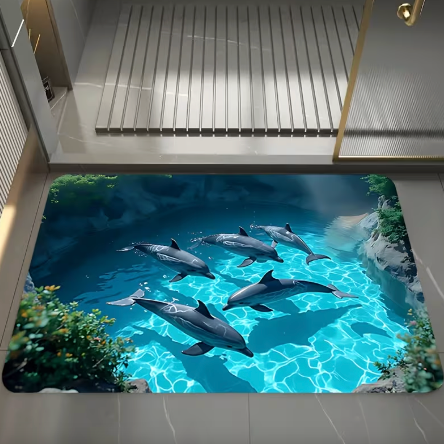 Dolphin Bath Mat - Soft, Absorbent, Non-Slip Bathroom Rug 3