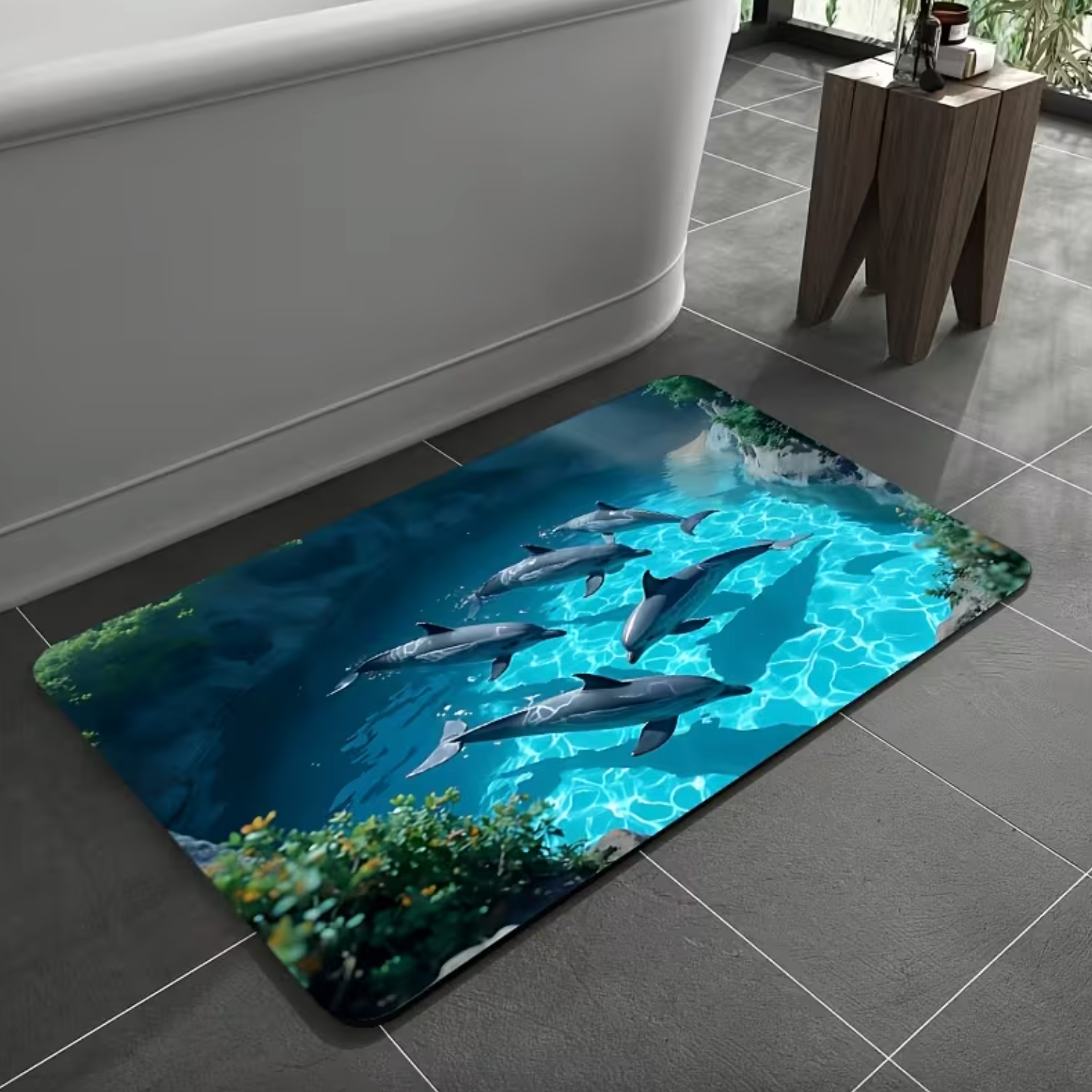 Dolphin Bath Mat - Soft, Absorbent, Non-Slip Bathroom Rug 4