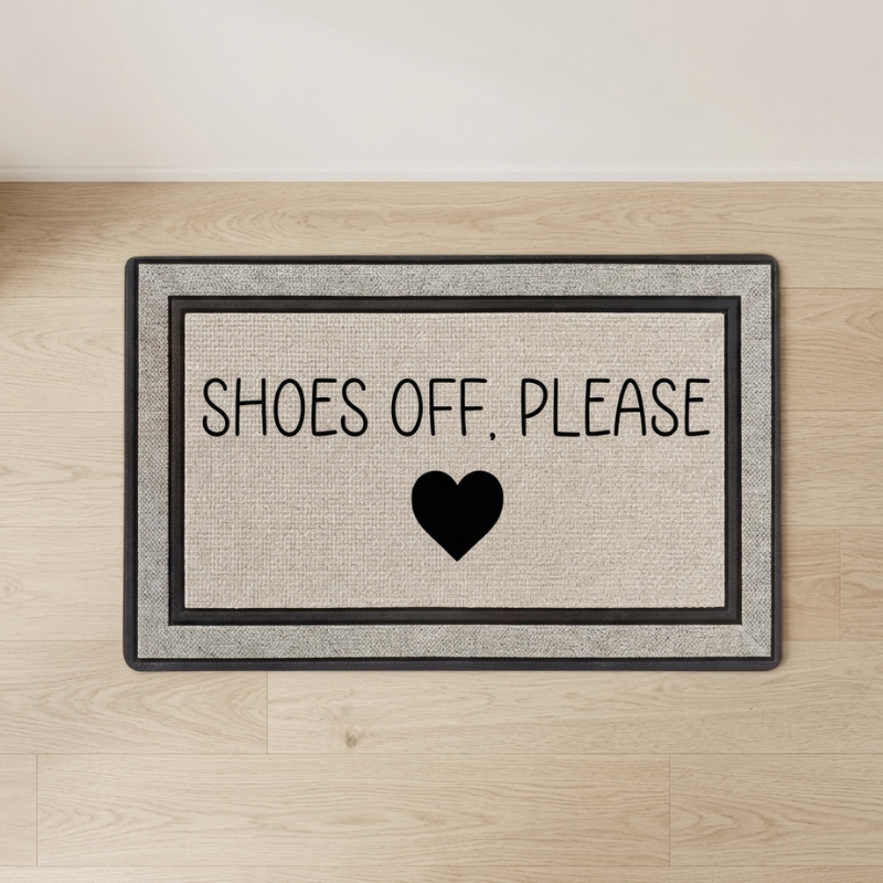 Door Mat Polyester Non Slip Shoes Off Print