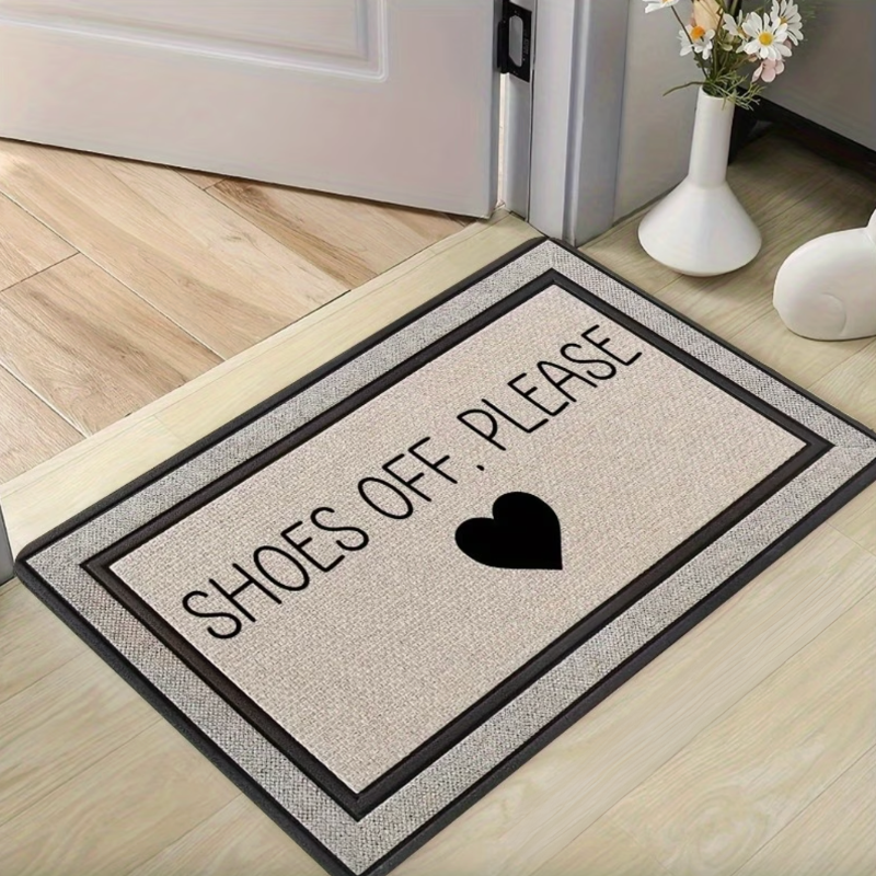 Door Mat Polyester Non Slip Shoes Off Print 1