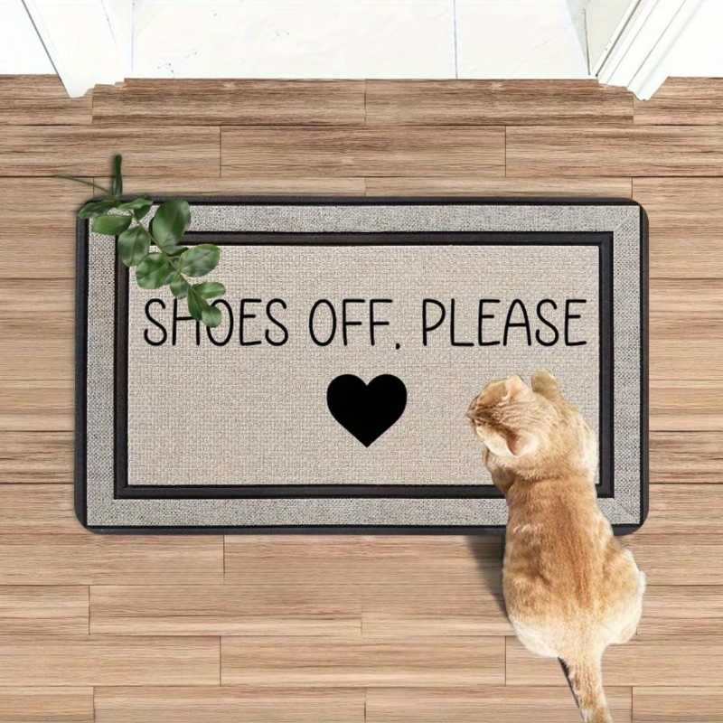 Door Mat Polyester Non Slip Shoes Off Print 2