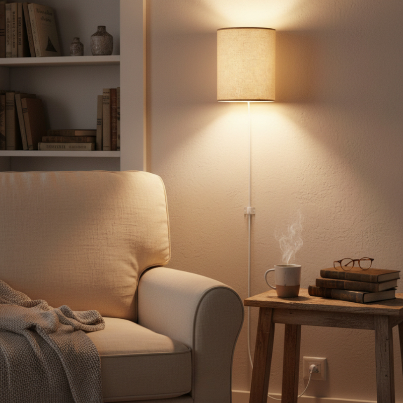 Drum Fabric Wall Sconce - Soft Light & Easy Plug-In Installation 3