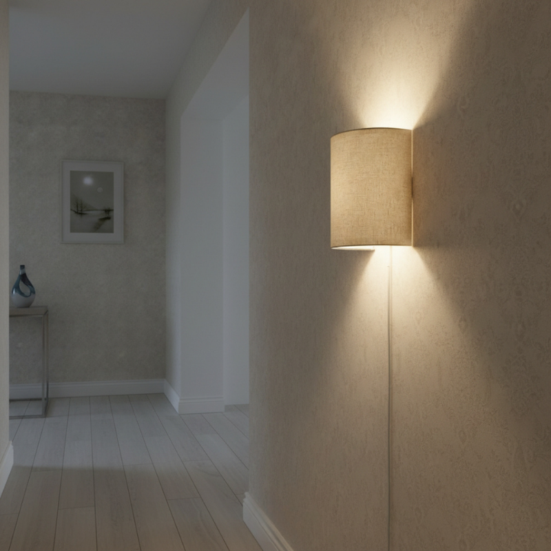 Drum Fabric Wall Sconce - Soft Light & Easy Plug-In Installation 5