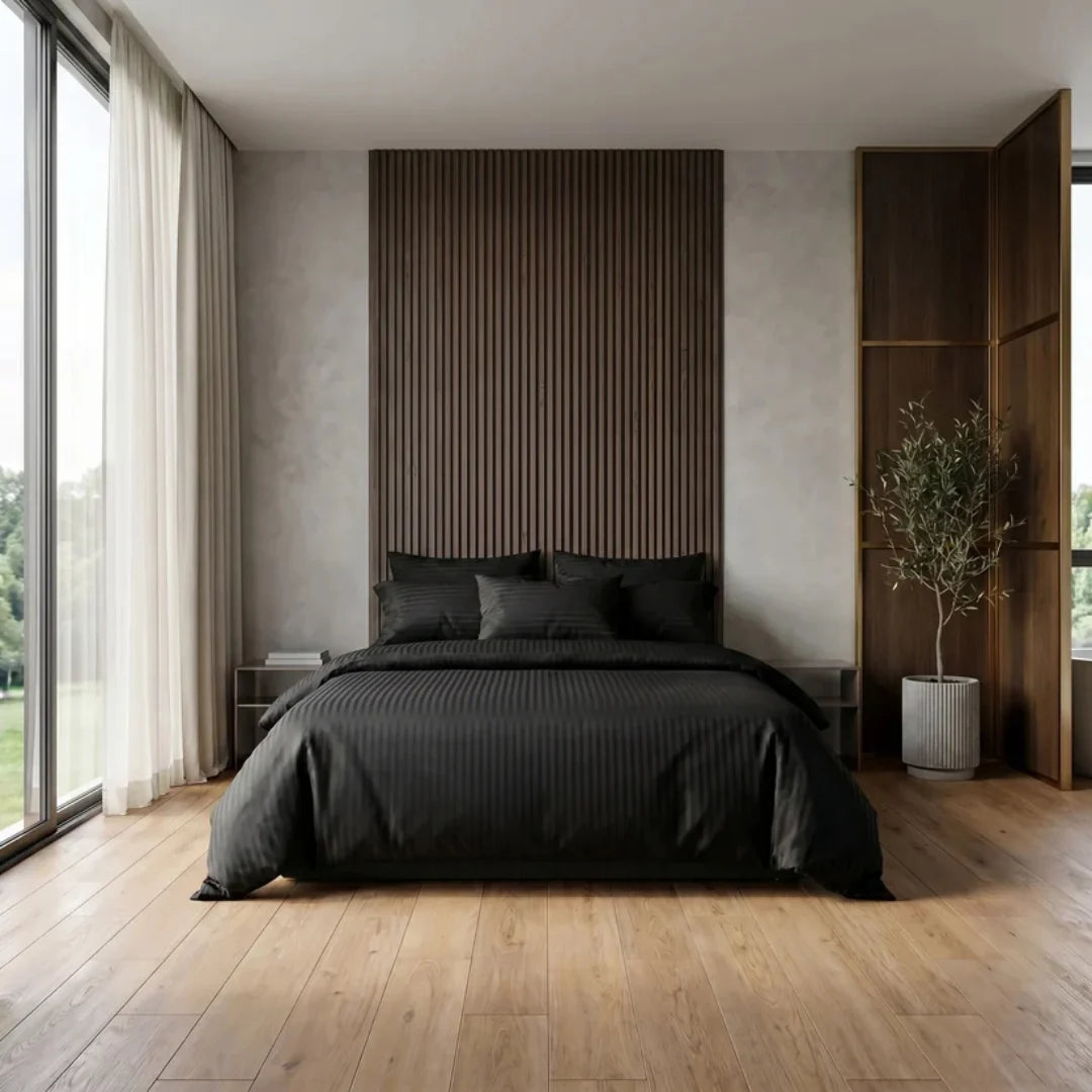 Satin Stripe Duvet with a Soft, Elegant Finish-Duvet cover-Homely Dreams-Red-140x200cm-50x70cm-Homely Dreams