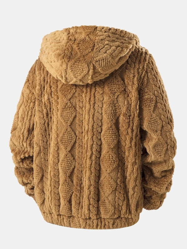 Jacquard Teddy Fleece Jas – Zachte Warme Ritsjas voor Dagelijks Comfort-02
