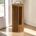 Eco-Friendly Freestanding Toilet Paper Holder Stand - Rustic Braided Design 0