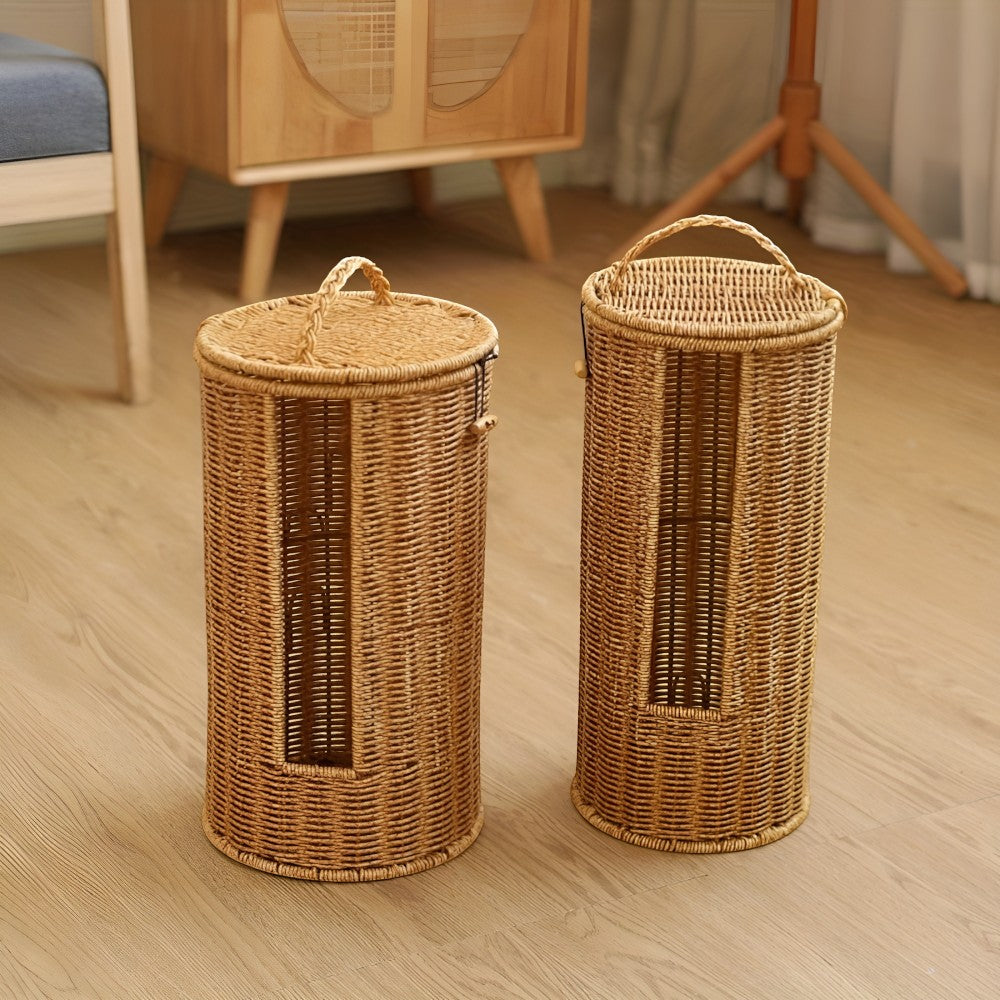 Eco-Friendly Freestanding Toilet Paper Holder Stand - Rustic Braided Design 2