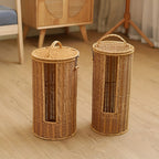 Eco-Friendly Freestanding Toilet Paper Holder Stand - Rustic Braided Design 3