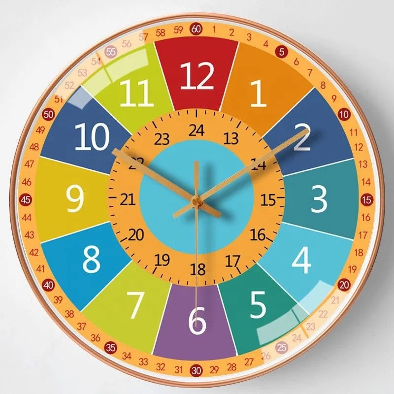 Educational Wall Clock - Colorful Time Learning Tool for Kids 0