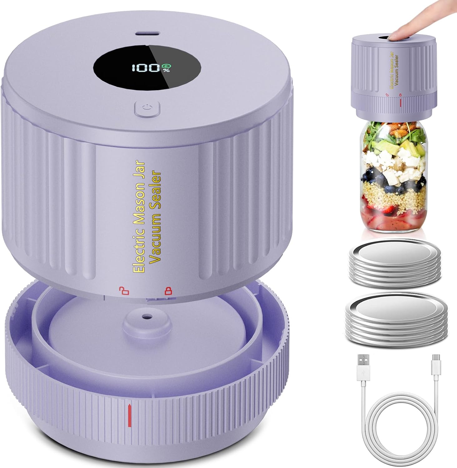 Electric Jar Vacuum Sealer Wide and Regular Mouth Compatible 02
