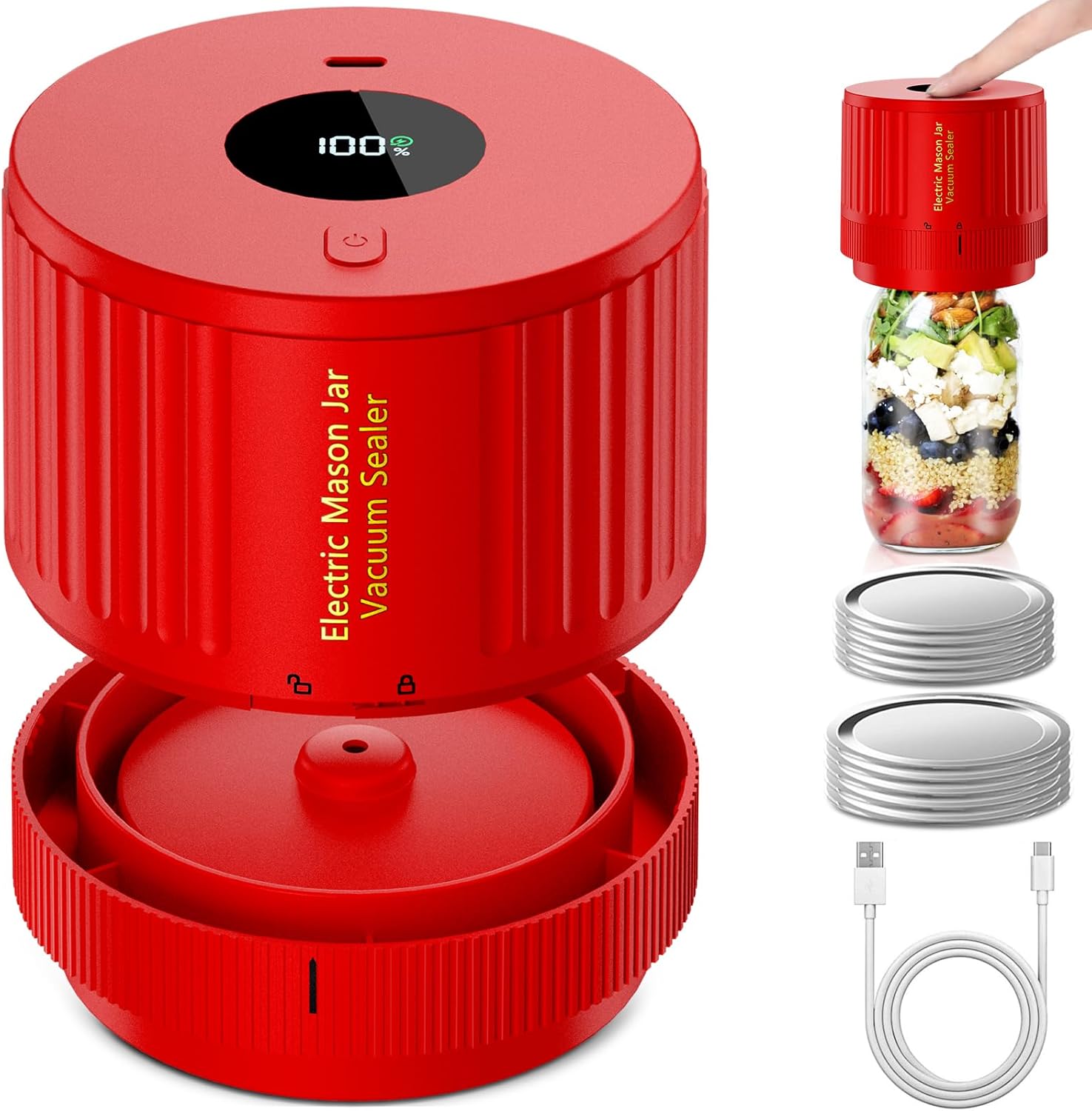 Electric Jar Vacuum Sealer Wide and Regular Mouth Compatible 03