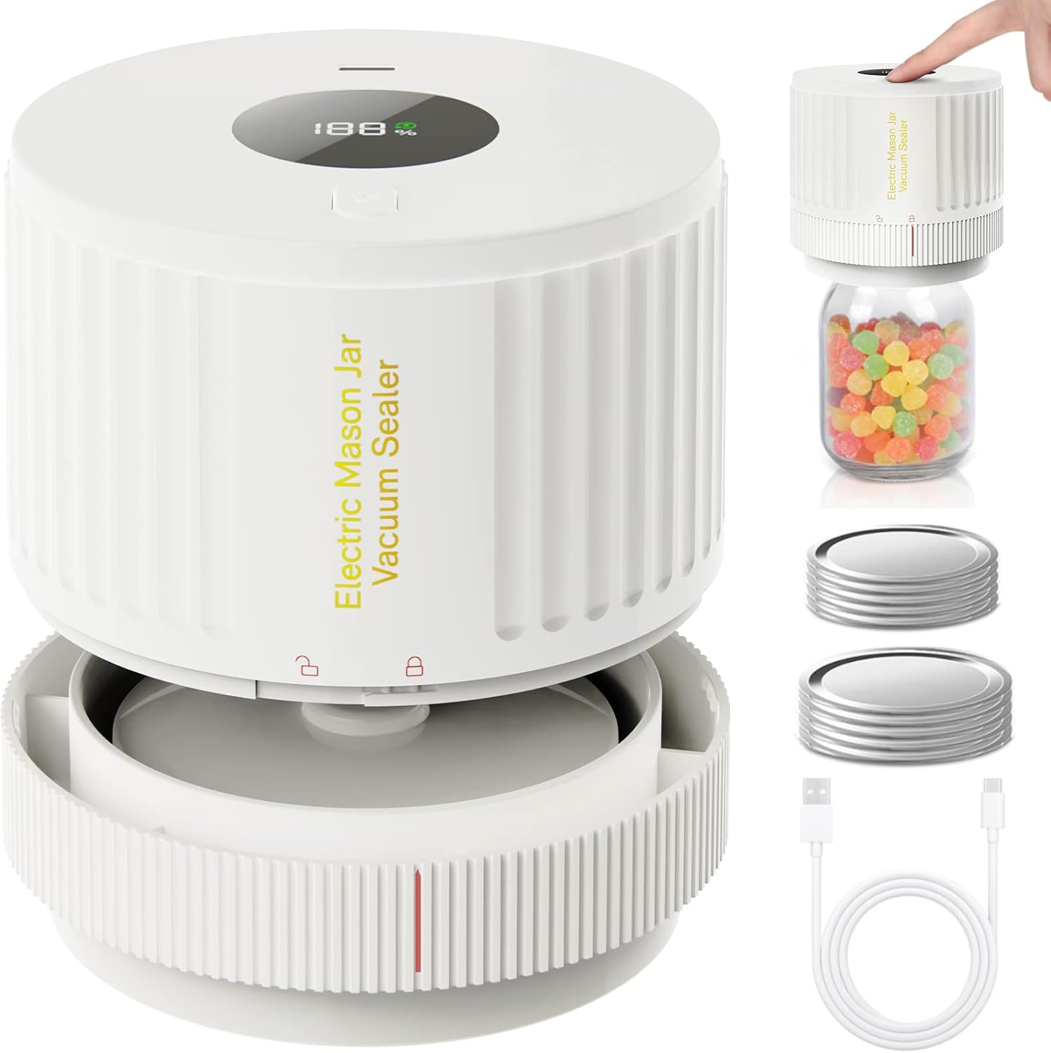 Electric Jar Vacuum Sealer Wide and Regular Mouth Compatible 04
