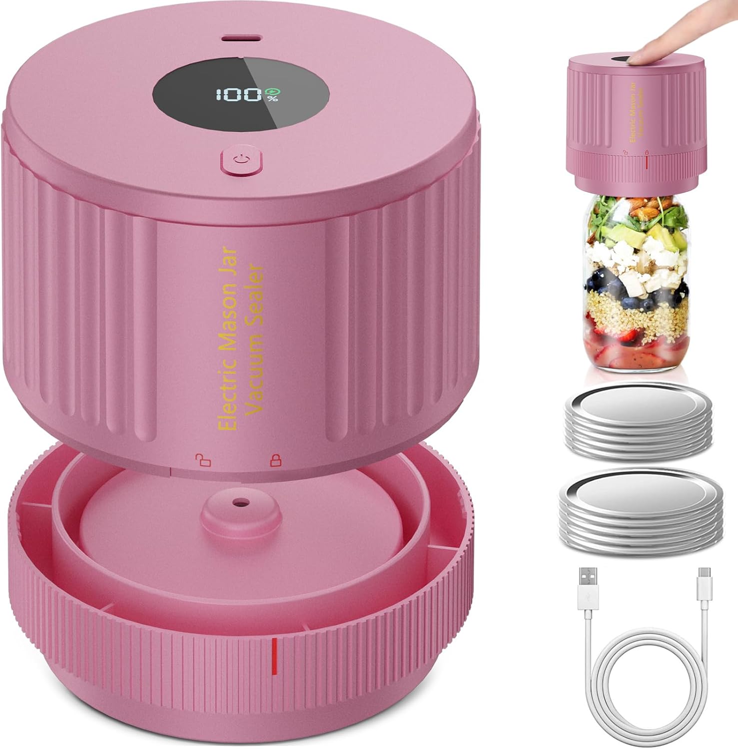 Electric Jar Vacuum Sealer Wide and Regular Mouth Compatible 05