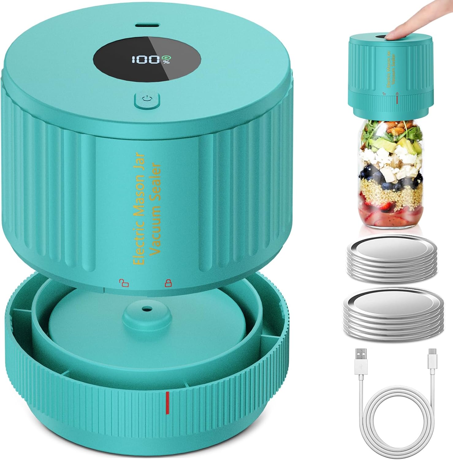 Electric Jar Vacuum Sealer Wide and Regular Mouth Compatible 06