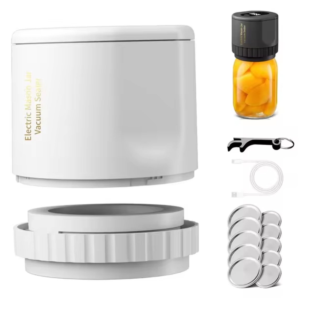 Electric Mason Jar Vacuum Sealer - Quick, Cordless Food Preservation 8