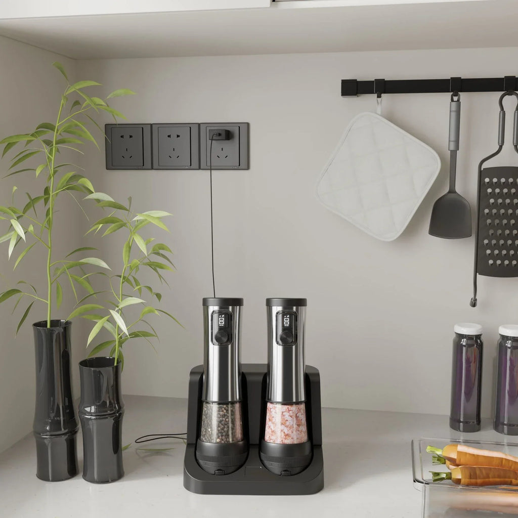 Rechargeable Electric Salt and Pepper Grinder Set with LED 5