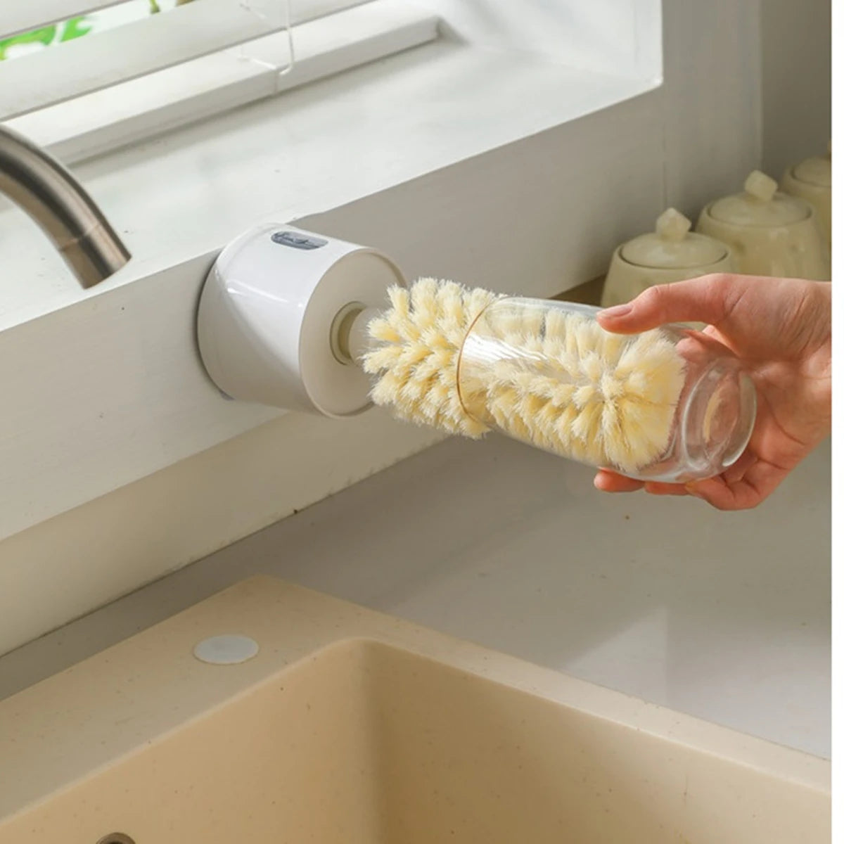 Electric Sink Cup Scrubber - Efficient Rotating Brush for Quick Cleaning 1