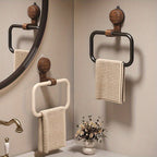 Elegant Towel Holder - Stylish Design with Walnut Accents 0