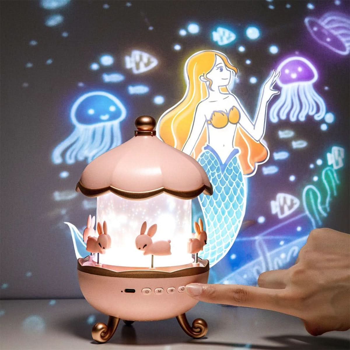 Enchanted Star Projector Night Light with 12 Image Templates, Adjustable Brightness, 360° Rotation, and Built-in Music Function 4