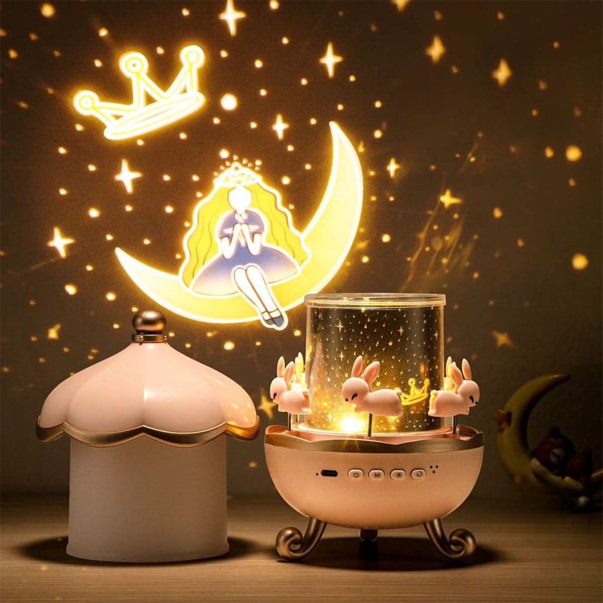 Enchanted Star Projector Night Light with 12 Image Templates, Adjustable Brightness, 360° Rotation, and Built-in Music Function 5