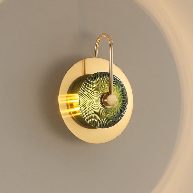 Engraved Glass & Brass Wall Light - Modern Elegance Sconce 1