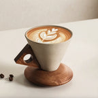 Espresso Cup Set Ceramic 180ml 250ml Wooden Handles 1