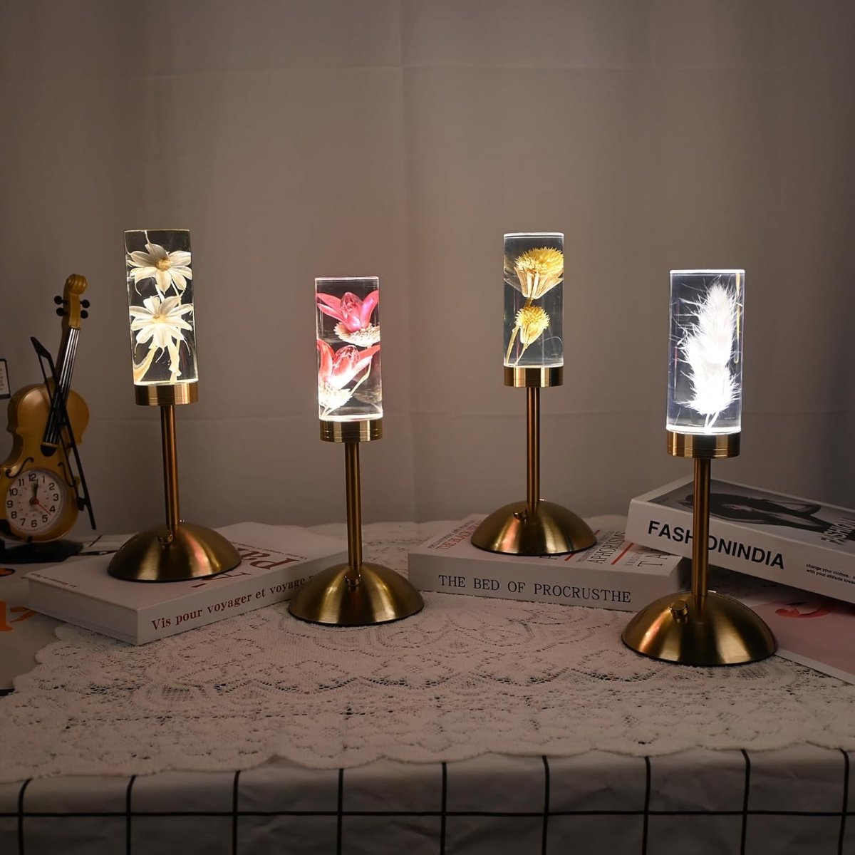 Eternal Blossom Table Lamp - Cordless, Rechargeable Floral Design 1