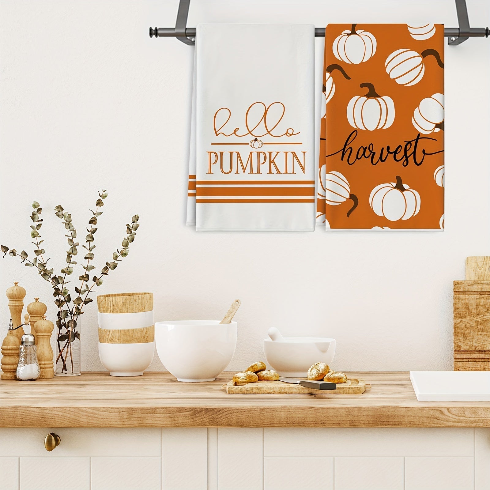 Fall Pumpkin Kitchen Towels - Soft & Absorbent 4-Pack for Seasonal Decor 3
