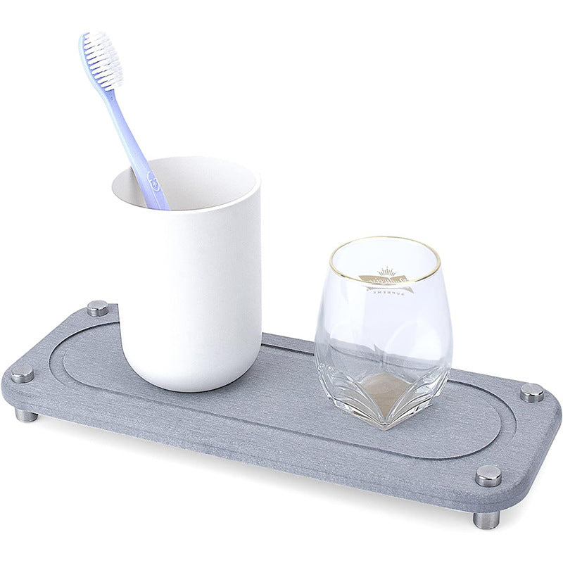 Fast-Drying Diatomite Sink Tray with Steel Legs – 28 x 11cm for Kitchen and Bathroom Organization 0