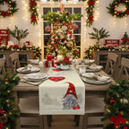 Snowflake Gnome Linen Table Runner for Festive Christmas Decor 6