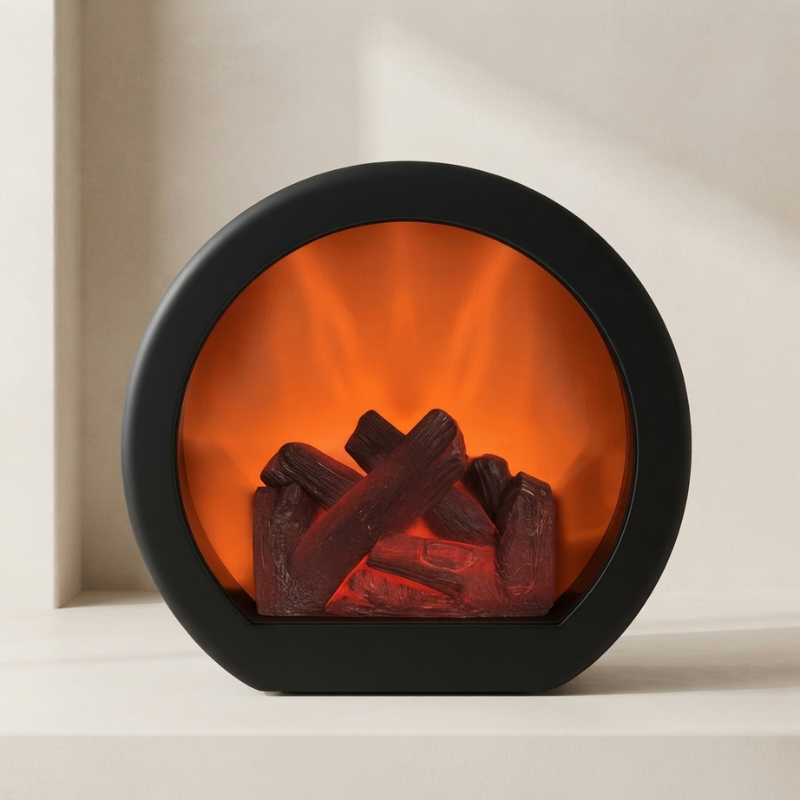 Fireplace Night Light LED Flame Effect USB Battery Powered