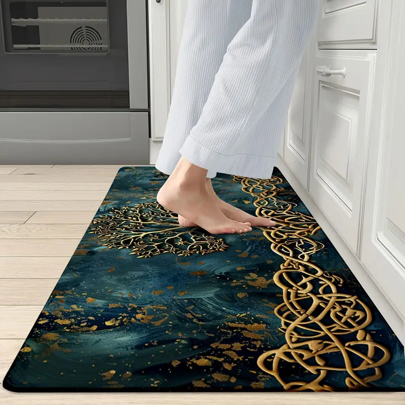 Floor Mat Polyester Rubber Backing Tree of Life Pattern Multiple Sizes 2