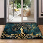 Floor Mat Polyester Rubber Backing Tree of Life Pattern Multiple Sizes 6