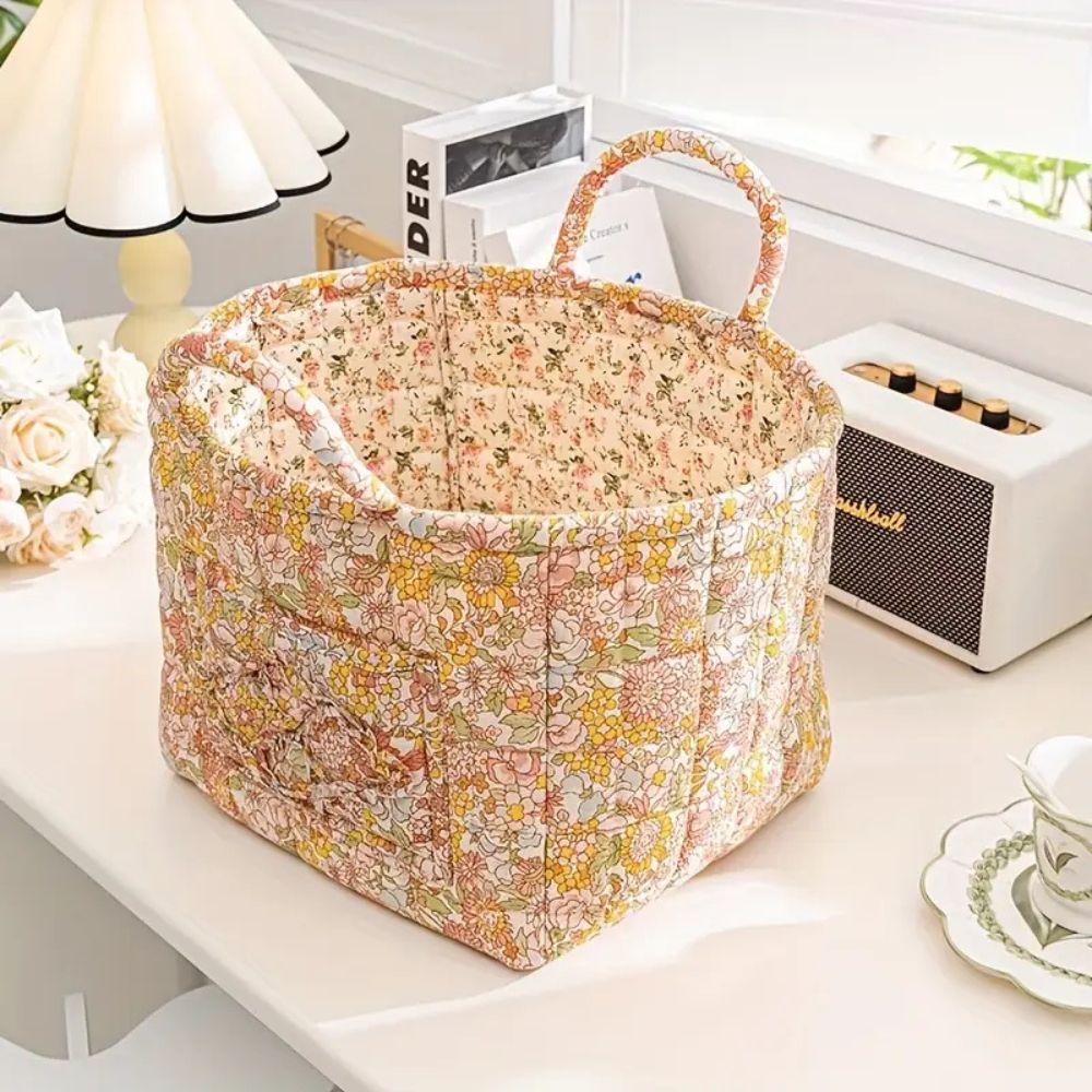 Floral Canvas Storage Basket - Durable & Versatile Laundry Hamper 5