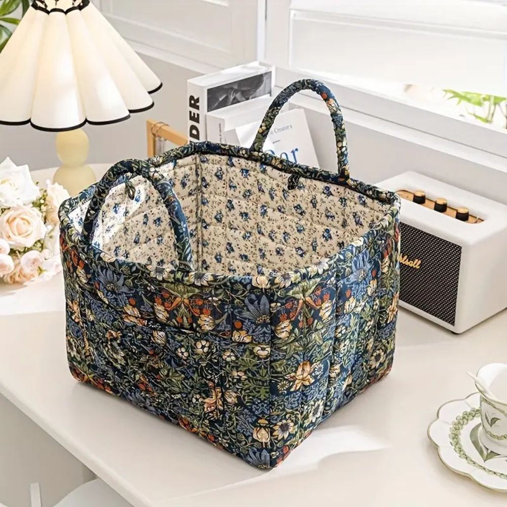 Floral Canvas Storage Basket - Durable & Versatile Laundry Hamper 8