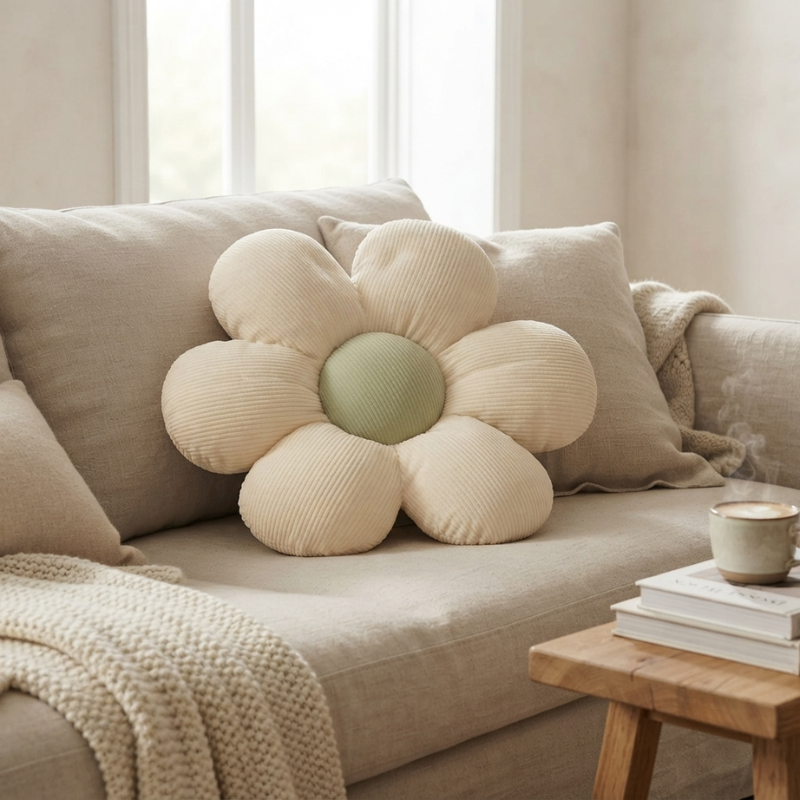 Flower Cushion Polyester Decorative Bloom Shape Pillow 02